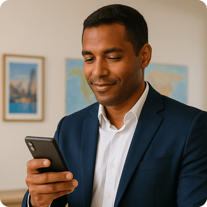 Profissional usando app