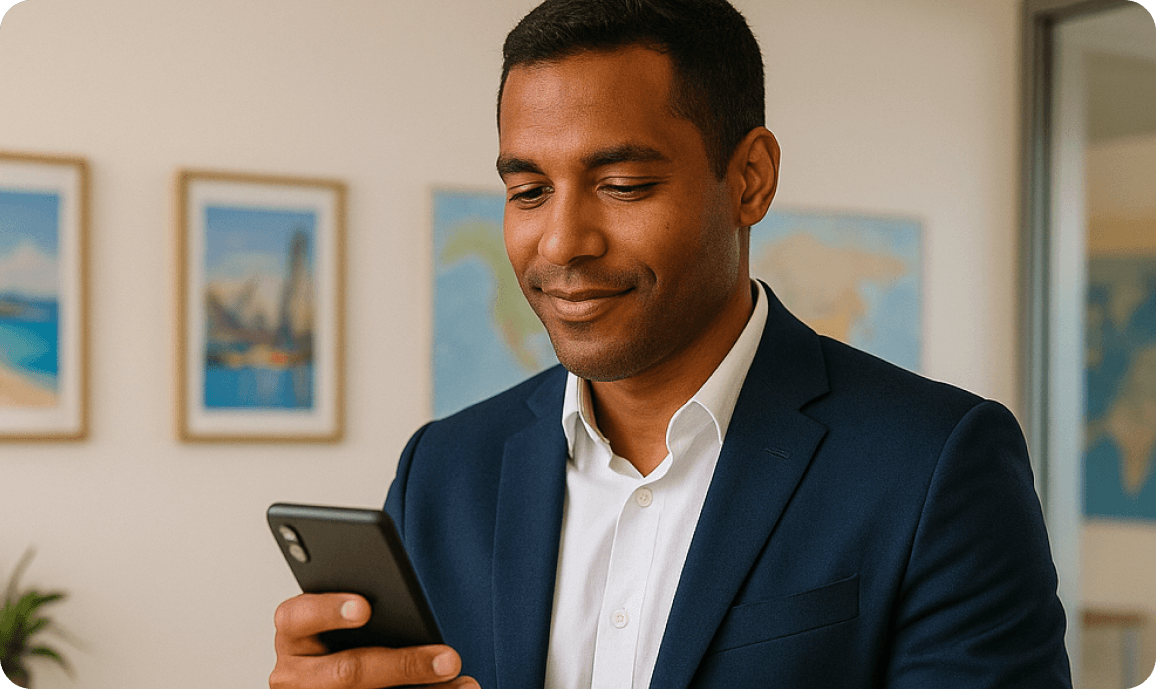 Profissional usando app