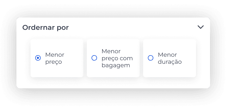Opções de ordenação de resultados