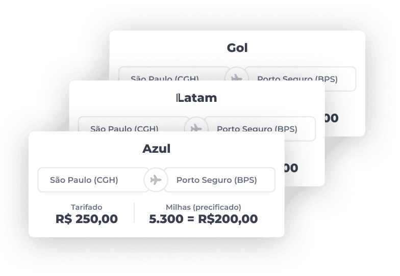 Interface do Busca Milhas mostrando comparação de preços