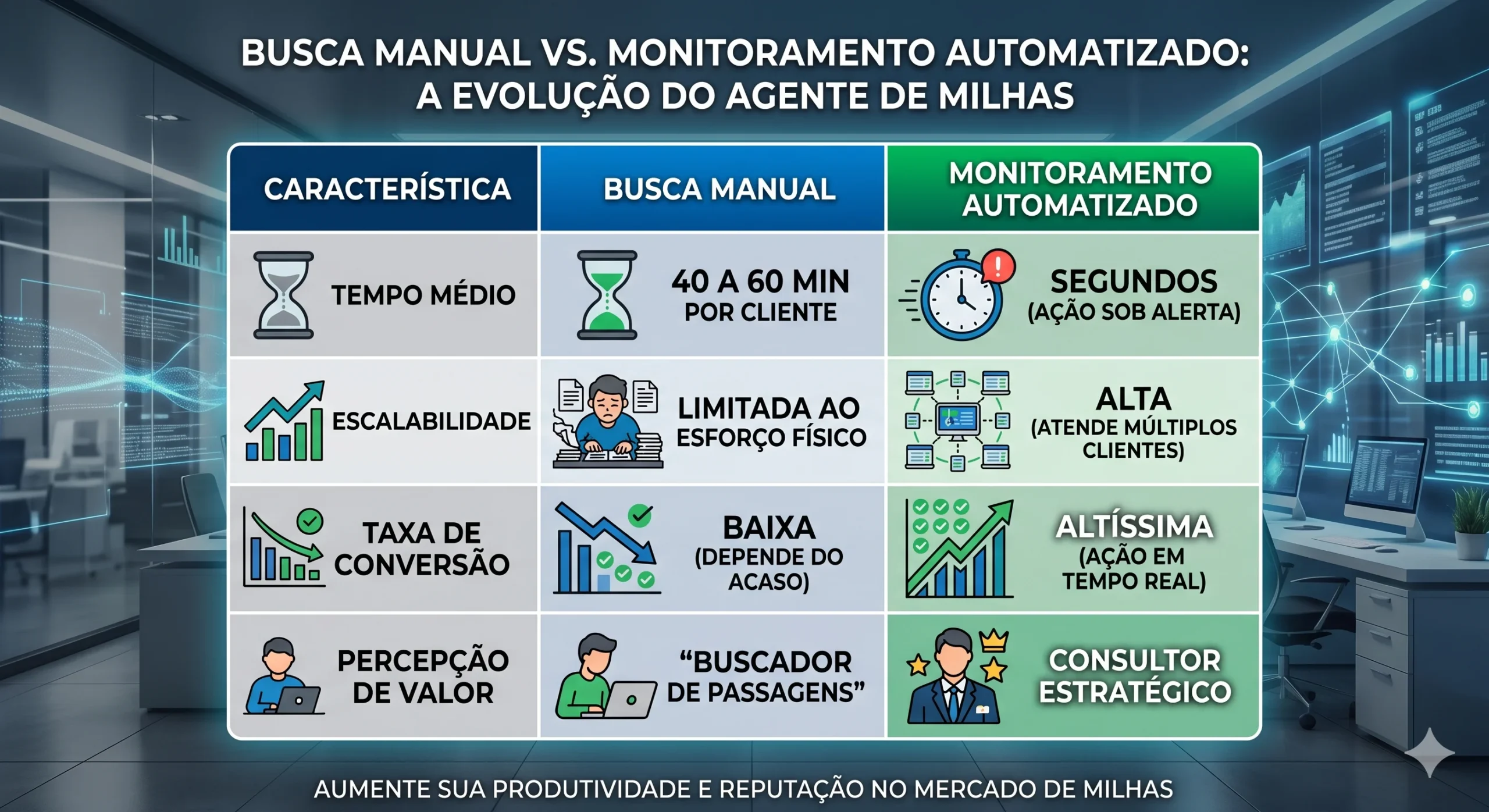 O que o agente de viagens especializado em milhas perde ao depender de uma busca manual?